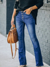 Women Elastic Slim Flared Jeans
