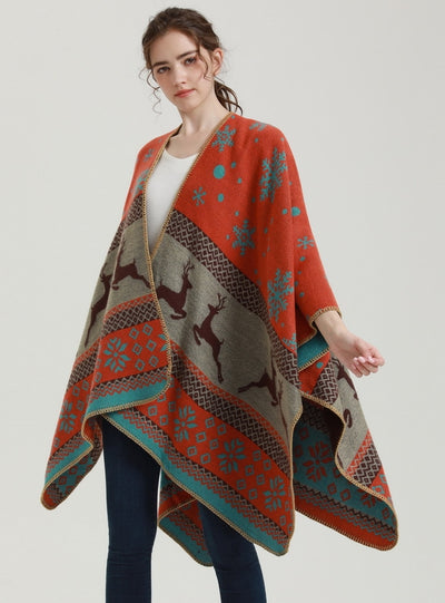 Split Scarf Shawl Double-sided Knitted Shawl