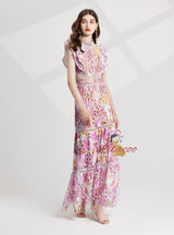 Colorful Printed Embroidered Dress