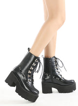 Thick-soled Metal Bottom Lace-up Martin Boots