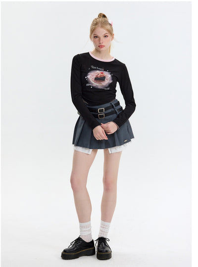 Wrinkled Long Sleeve Slim T-shirt