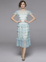 Short-sleeved Perspective Gauze Dress