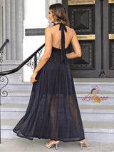 Sexy V-neck Stitching Backless Dress