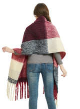Coarse Fringed Plaid Stripes Scarf