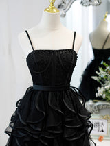 Black Tulle Spaghetti Straps Homecoming Dress