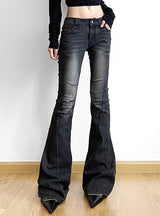 Wrinkle Stitching Low Waist Slim Jeans