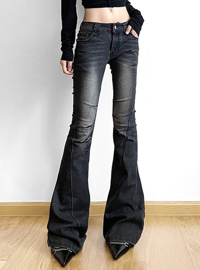 Wrinkle Stitching Low Waist Slim Jeans