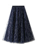 Sequined Pleated Gauze Skirt
