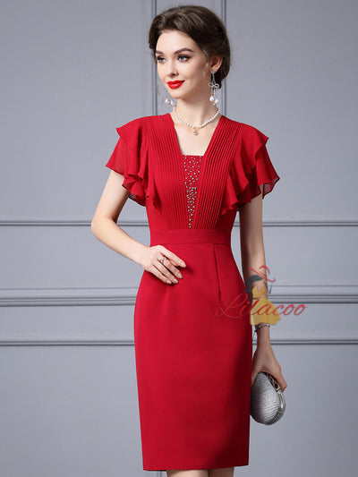 Short Sleeve Slim Fit Mother Of the Brides Dress