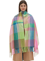 Thickened Fringed Rainbow Plaid Scarf
