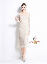 Wide Collar Elastic Pleated Dress