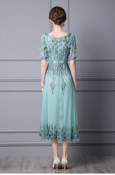 Green Tulle Appliques Beading Mother Of The Bride Dress