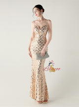 Mermaid Spaghetti Straps Beading Prom Dress