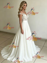 White Chiffon Lace Wedding Dress