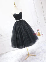 Black Tulle Sequins Homecoming Dress