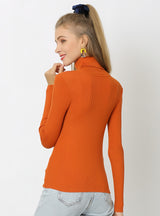 Solid Color High Neck Sweater