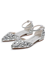 Leisure Pointed Low Heel Rhinestone Bride Shoes
