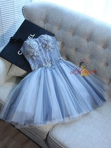 Tulle Strapless Beading Homecoming Dress