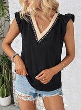 Women Colour Matching V-neck Coat