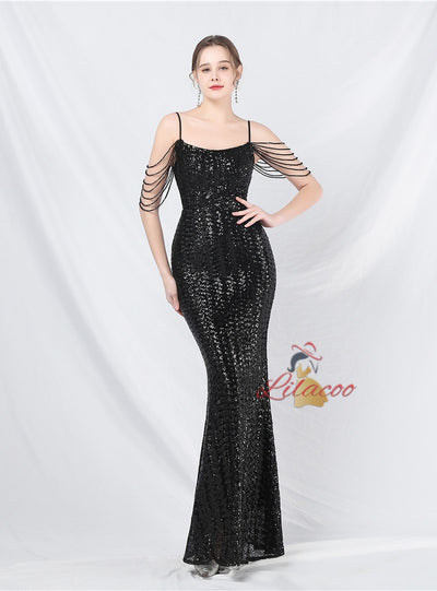 Mermaid Sequins Spaghetti Straps Prom Dress