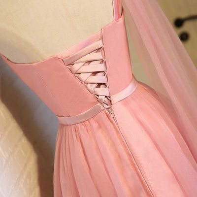 Pink Tulle One Shoulder Homecoming Dress