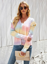 Rainbow Tie-dyed Cardigan Sweater Coat