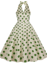 High Waist Polka-dot Halter Dress
