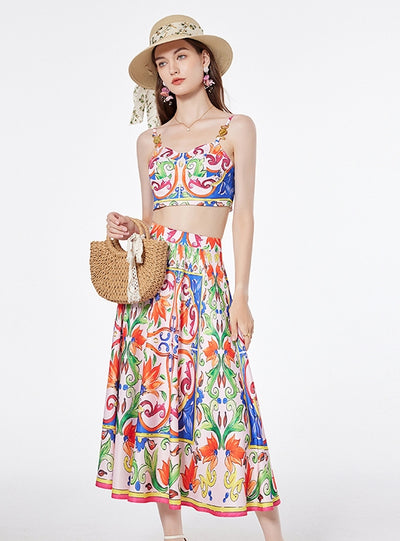 Sexy Suspender Top+Skirt Two-piece Suit