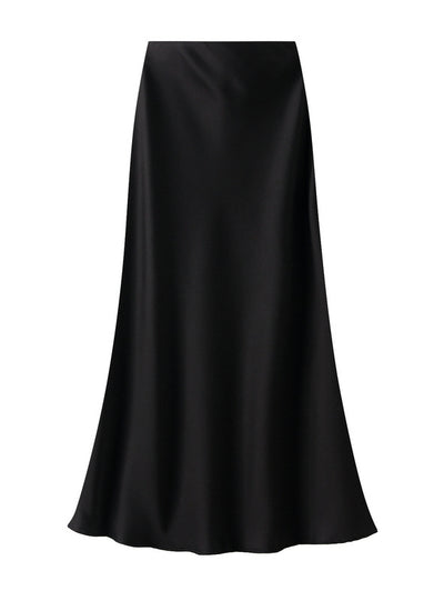 Acetic Satin Long Slim Skinny Skirt