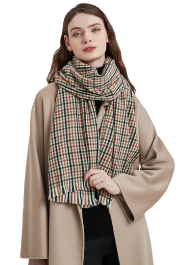 Women Small Plaid Retro Scarf