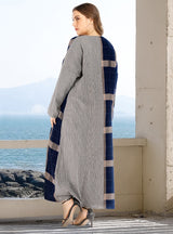 V-neck Striped Geometric Stitching Dress