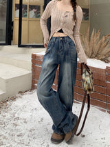 Spliced Wide-leg Loose Jeans