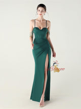 Mermaid Spaghetti Straps Pleats Prom Dress