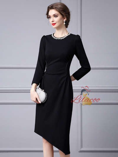 Black Long Sleeve Mother Of The Bride Dress