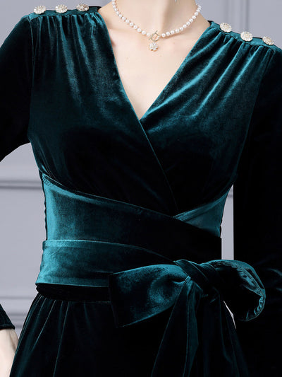 Dark Green Velvet Mother Of The Bride Dress