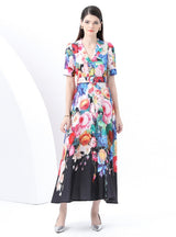 Retro Breasted Slim Printed Dress