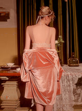 Velvet Drawstring Suspender Nightdress