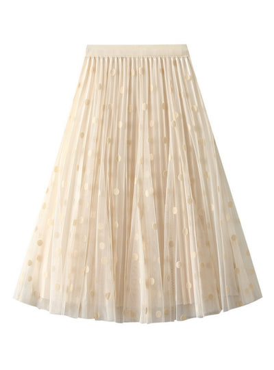 Polka Dot Gauze Pleated Skirt