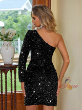Sexy One-shoulder Slit Sequins Dress