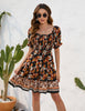Bohemian Floral Print Short Sleeve Dress