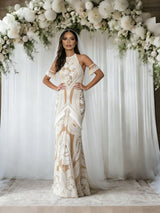 White Mermaid Lace Halter Tassel Wedding Dress