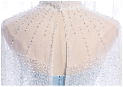 Light Blue Mermaid Prom Dress With Shawl