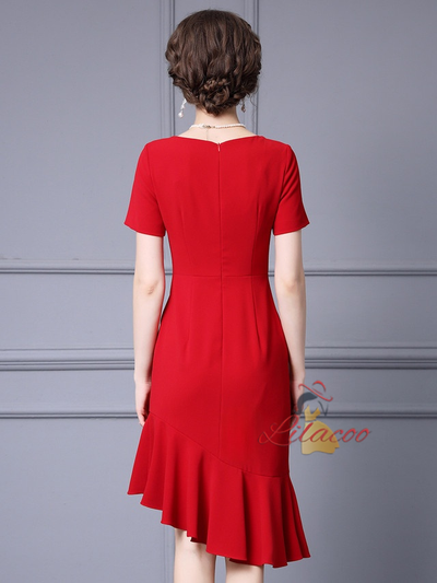 Red Short Sleeve Beading Mother Of The Bride Dress