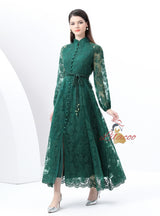 Palace Collar Lace Long Sleeve Dress