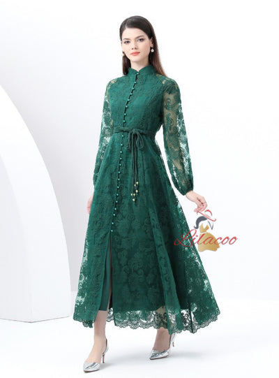 Palace Collar Lace Long Sleeve Dress