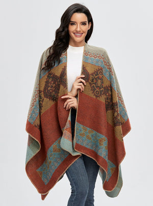 Retro Split Warm Cashmere Scarf Cloak