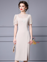 Apricot Lace Split Mother Of The Bride Dress