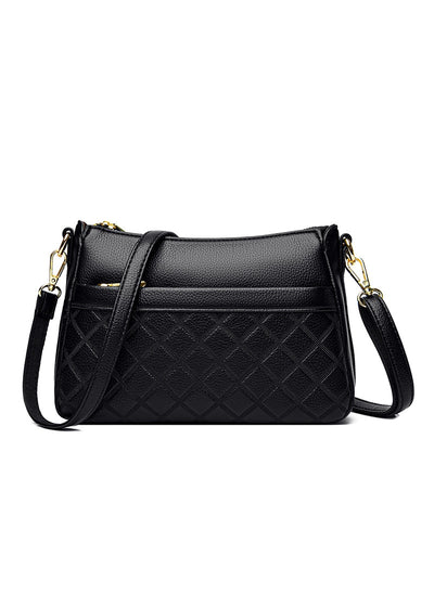 Soft Leather Rhombic Shoulder Crossbody Bag