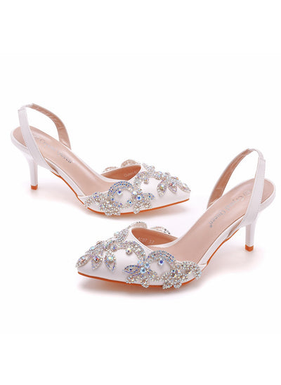 Pointed Stiletto Rhinestone Sandals Wedding Shoes