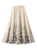 Long Printed Floral Mesh Skirt